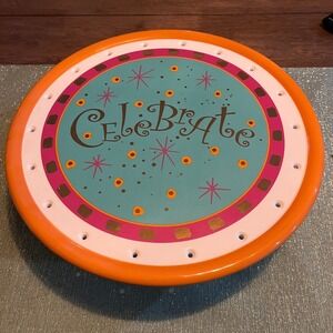 Dept 56 Ceramic Celebrate Cake Stand Pedestal Plate~Great Piece!